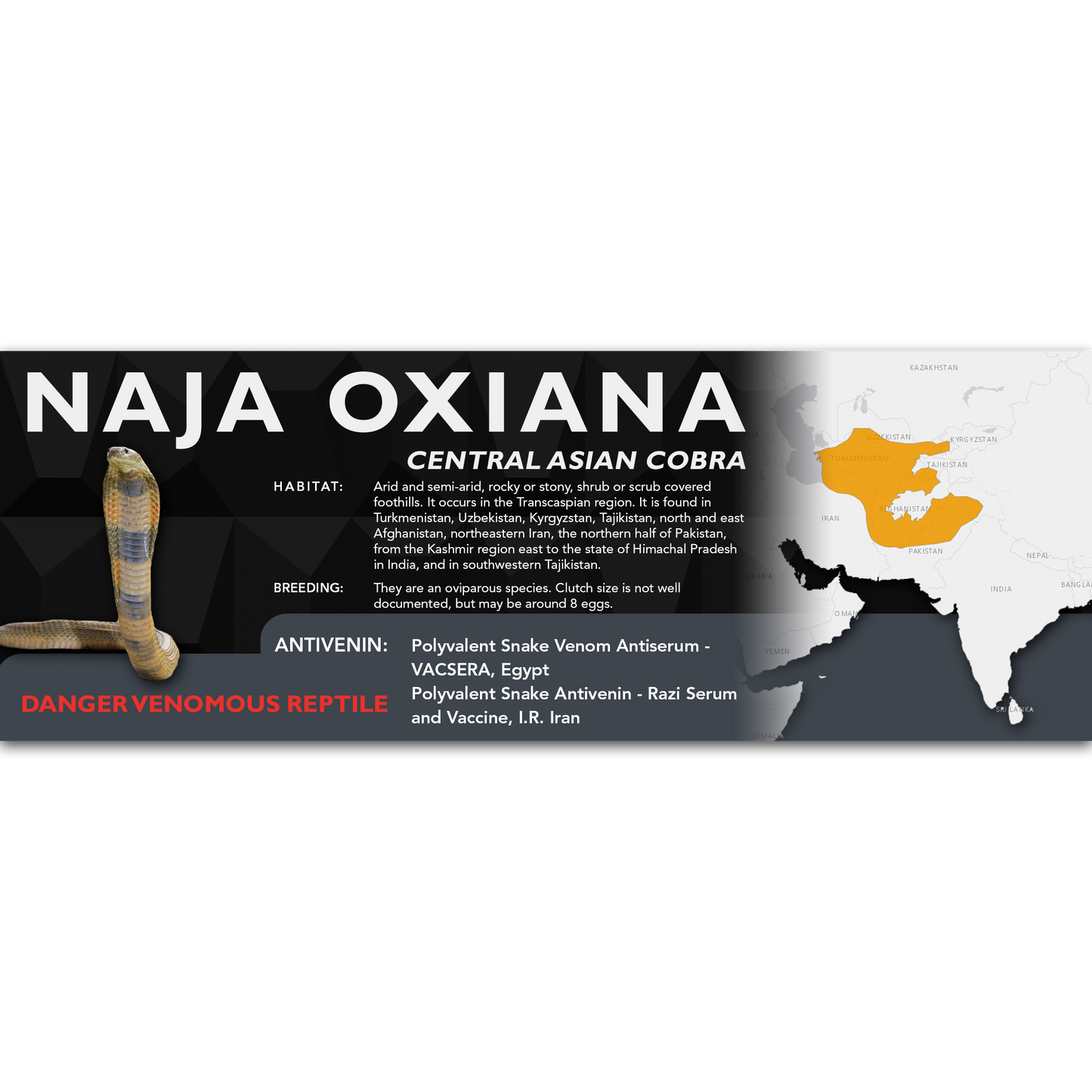 Central Asian Cobra (Naja oxiana) Classic Vivarium Label