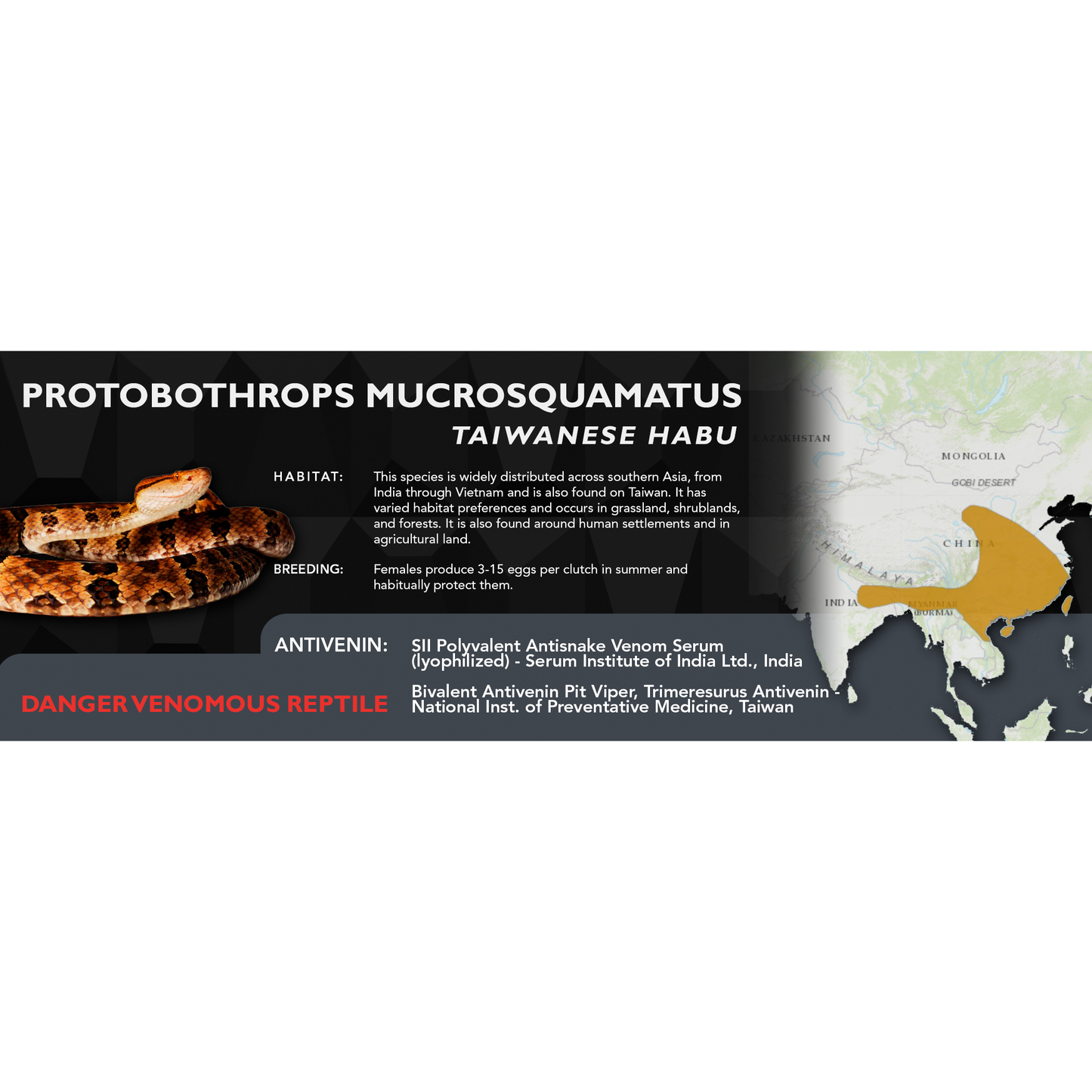 Taiwanese Habu (Protobothrops mucrosquamatus) Classic Vivarium Label