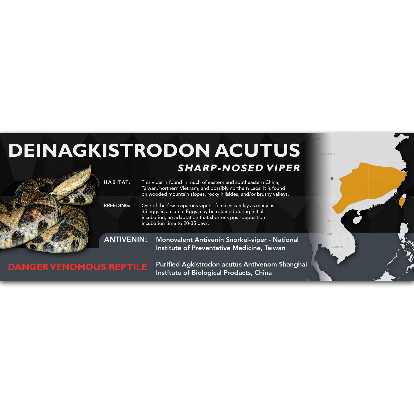 Sharp-Nosed Viper (Deinagkistrodon acutus) Classic Vivarium Label