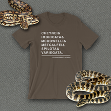 Load image into Gallery viewer, Carpet Python (Morelia spilota) Subspecies List Short-Sleeve Unisex T-Shirt