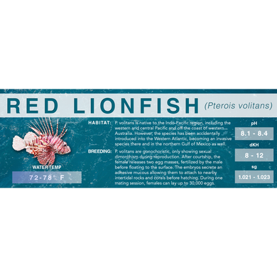 Red Lionfish (Pterois volitans) - Standard Aquarium Label