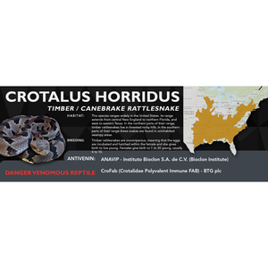 Timber / Canebrake Rattlesnake (Crotalus horridus) Standard Vivarium Label
