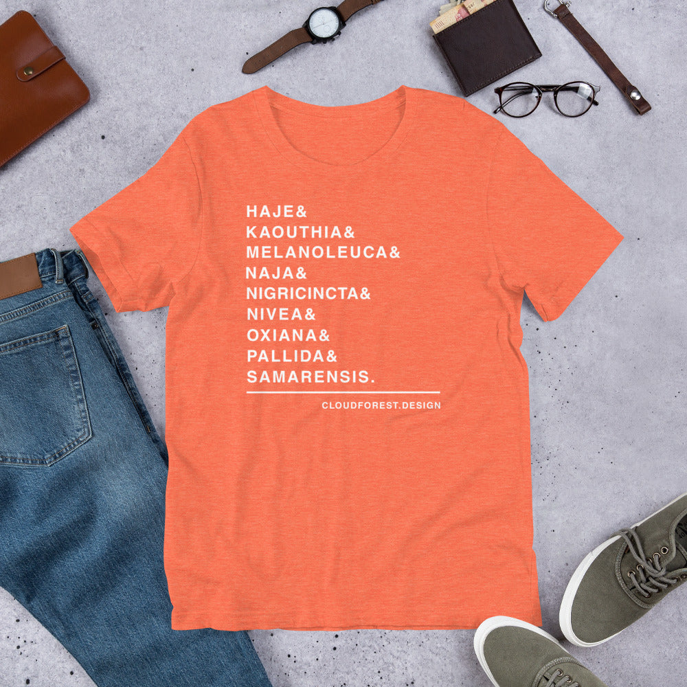 Naja Species List Short-Sleeve Unisex T-Shirt