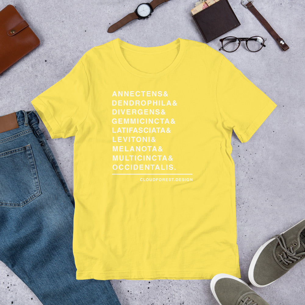 Mangrove Snake (Boiga dendrophila) Subspecies List Short-Sleeve Unisex T-Shirt