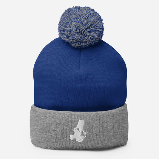 Embroidered Transporting Dart Frog Pom-Pom Beanie