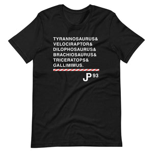 JP 93 Species List Short-Sleeve Unisex T-Shirt